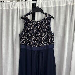 Eliza J Navy and Cream Lace Maxi Dress
